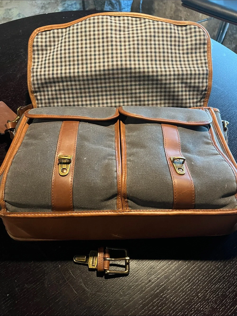 Korchmar “ Garfield” waxed canvas briefcase.